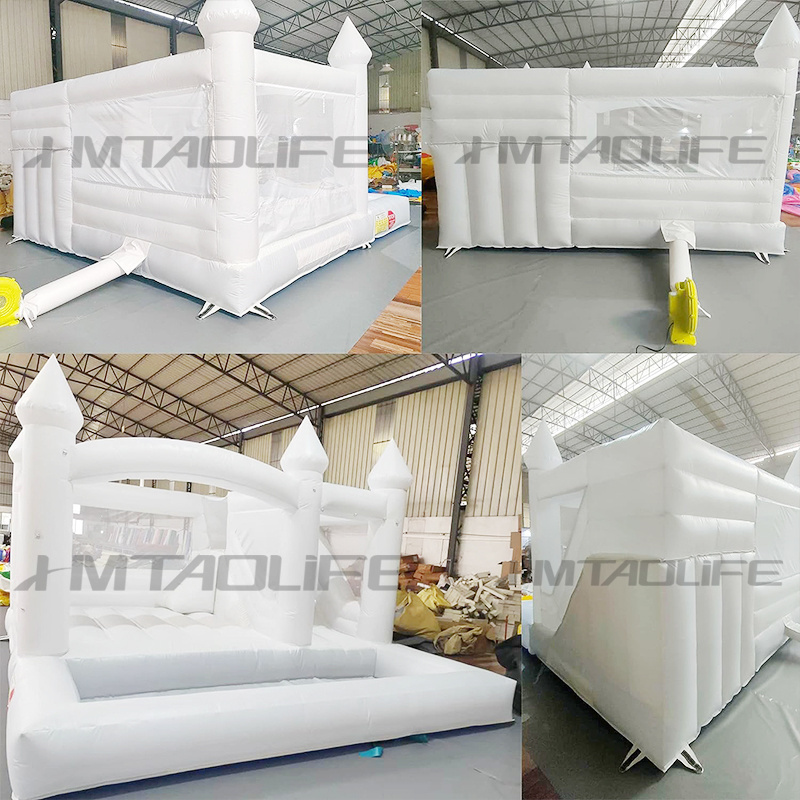 Wholesale Wedding Bouncy Kid Adult Jumping Combo Inflatable White Bounce House With Ball Pit Slide Plain Castle For Party Event