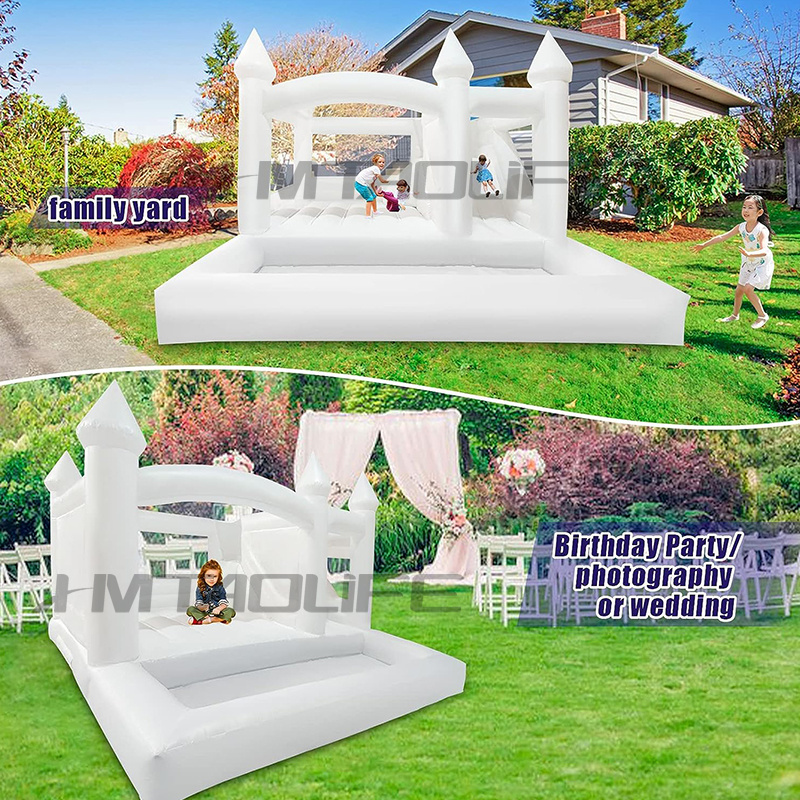 Wholesale Wedding Bouncy Kid Adult Jumping Combo Inflatable White Bounce House With Ball Pit Slide Plain Castle For Party Event