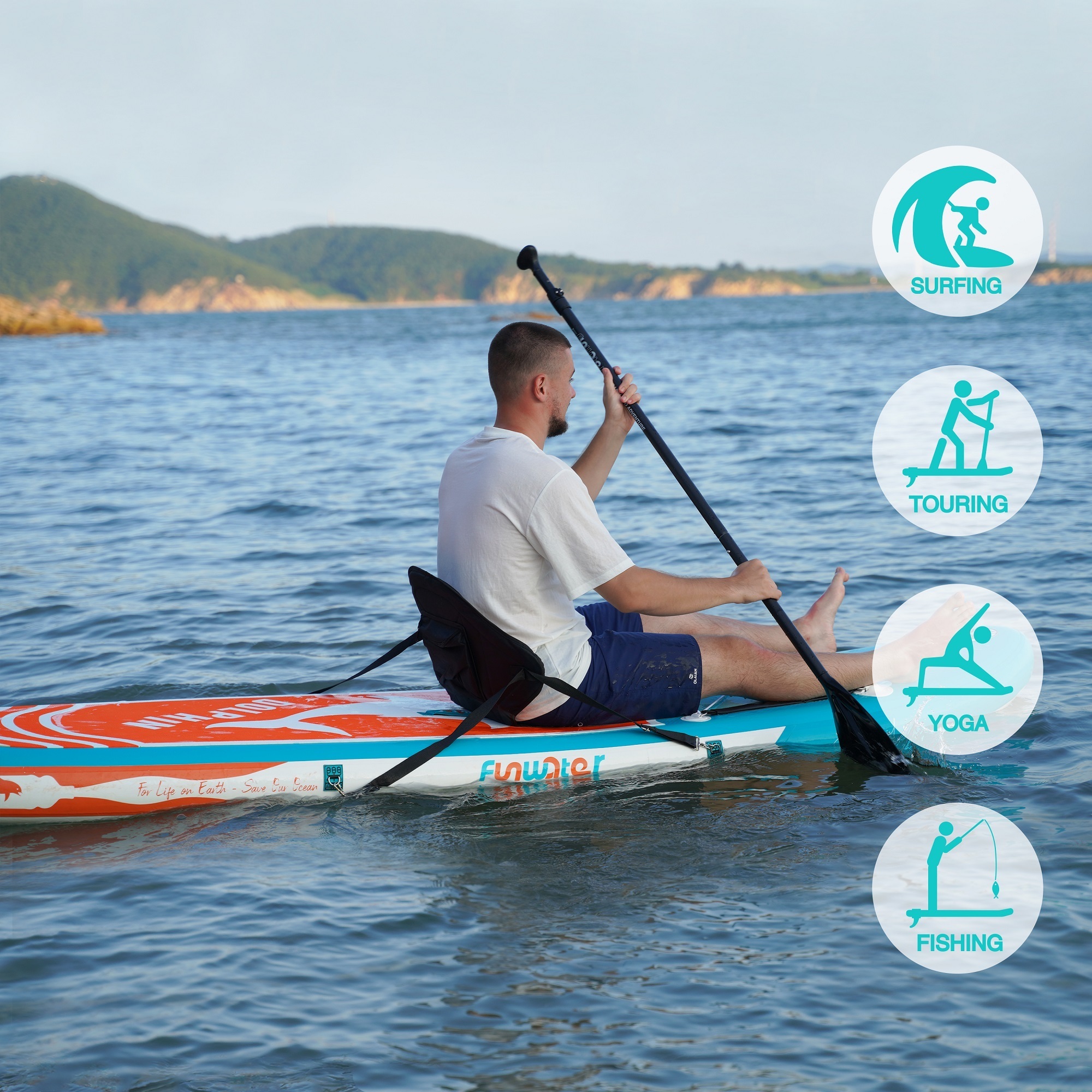 FUNWATER Dropshipping OEM paddle board inflatable portable race sup board large sup paddle stand sup surfboard supboard sub