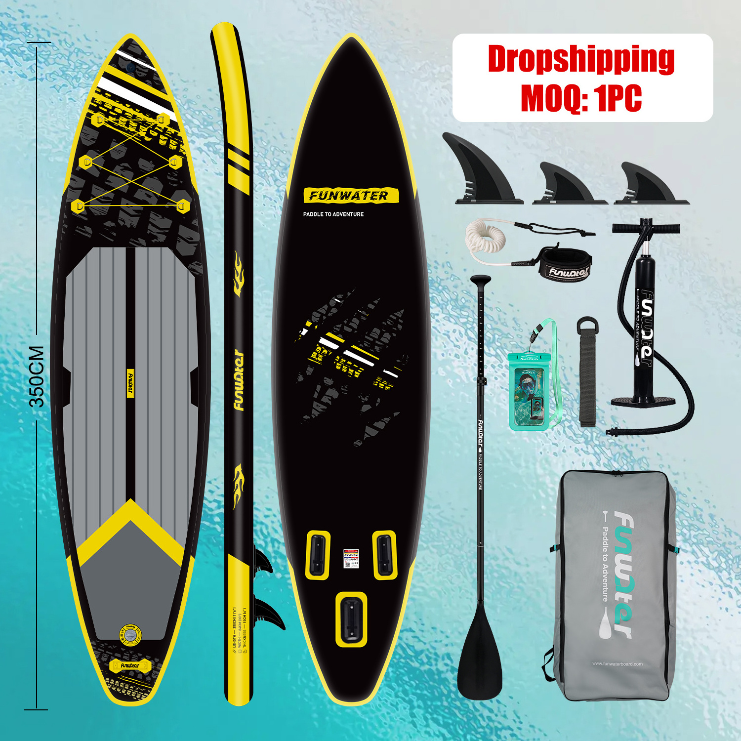 Funwater Dropshipping Sup Transparent Sup Soft Top Surfboard Sup Board Paddleboard Inflatable Isup Stand Up Paddle Board