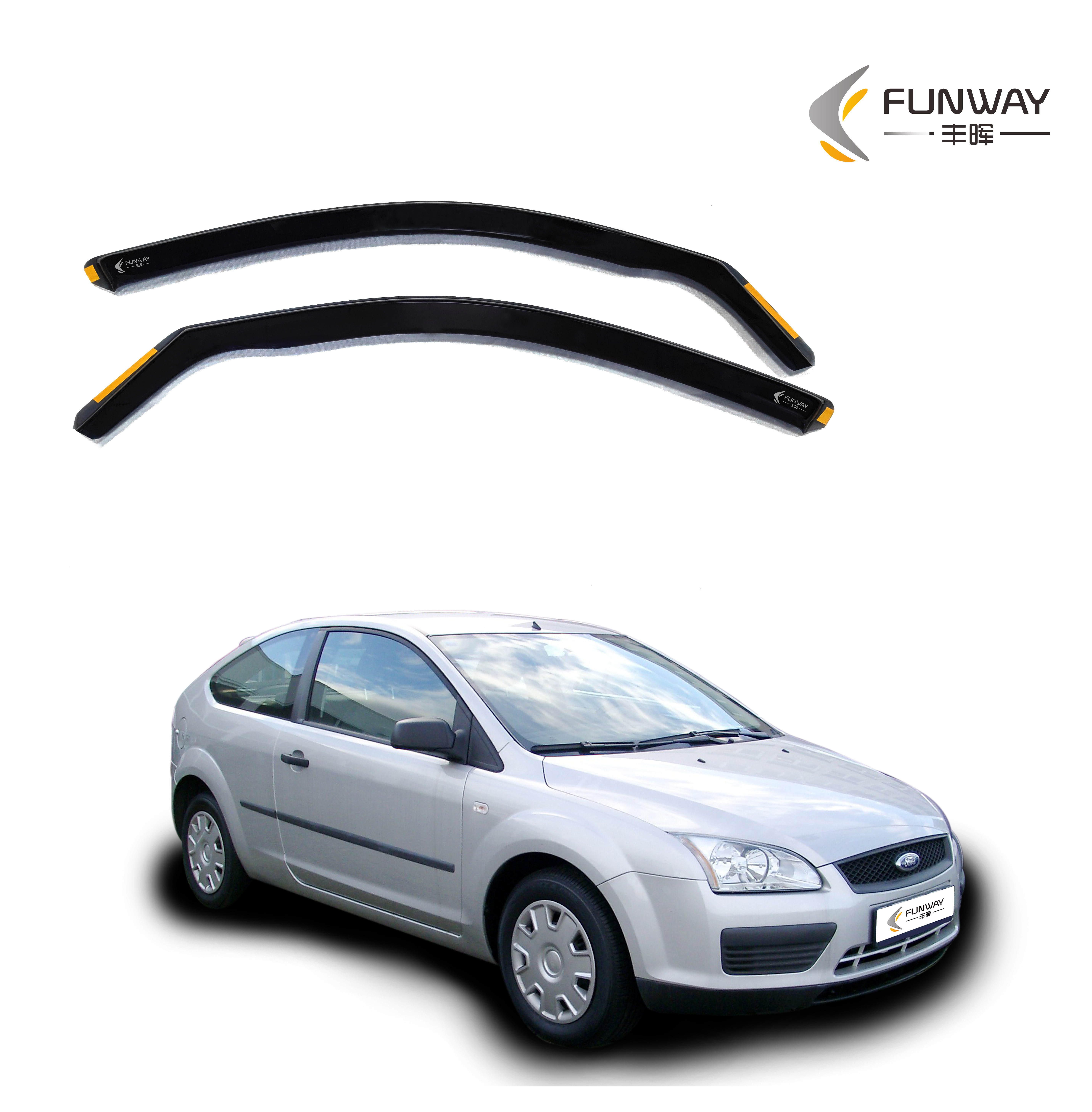 Automotive Side Window Visors Sun Rain Guards Wind Deflectors for Ford Focus MK2_ST RS 2004-2010 3 Door Hatchback