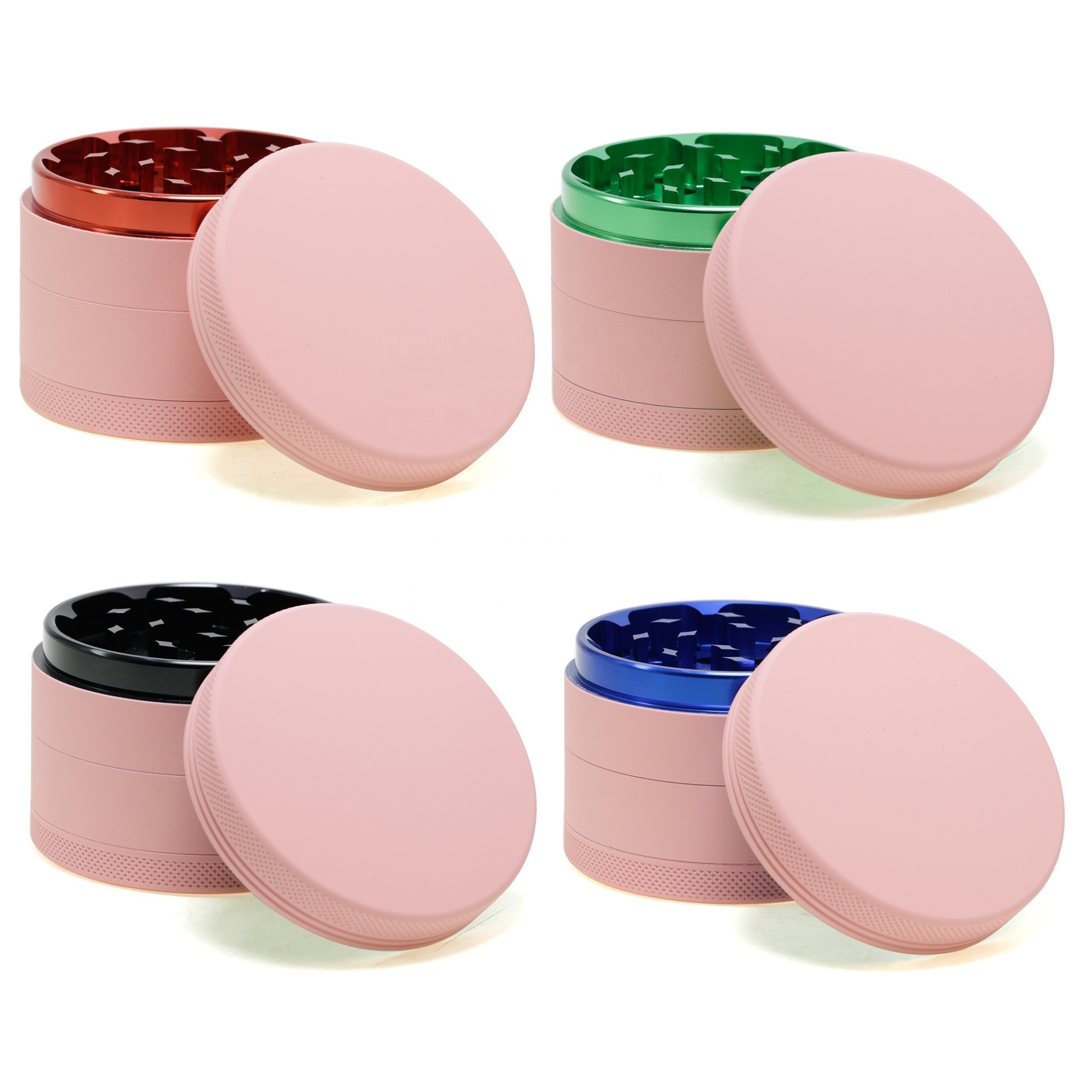 New 63MM four layers macaron color aluminum alloy outer pink series rubber paint wholesale smoking accessories