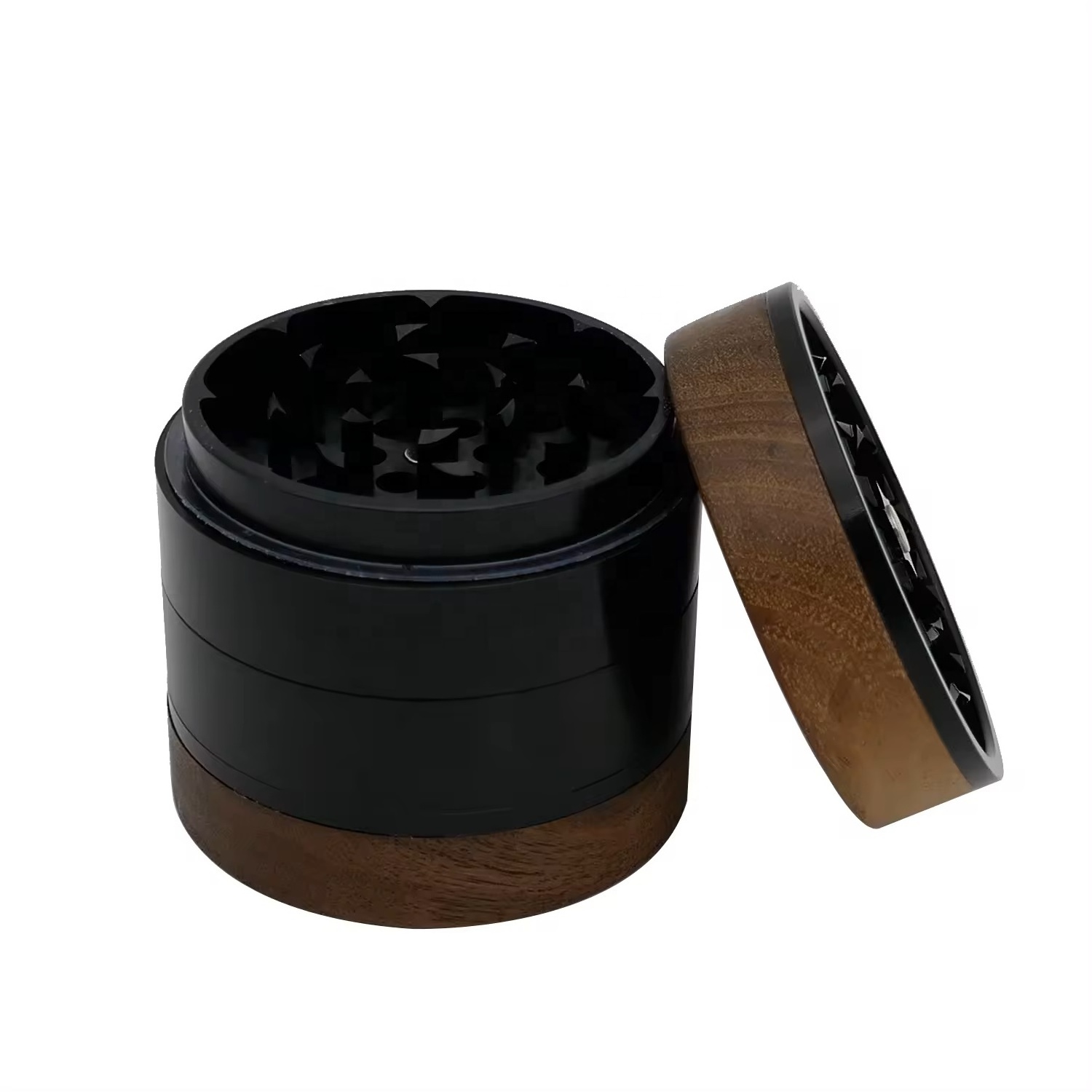 2024 new walnut wooden herb grinder 62MM  4-layers aircraft aluminum herbal grinder smoking accessories