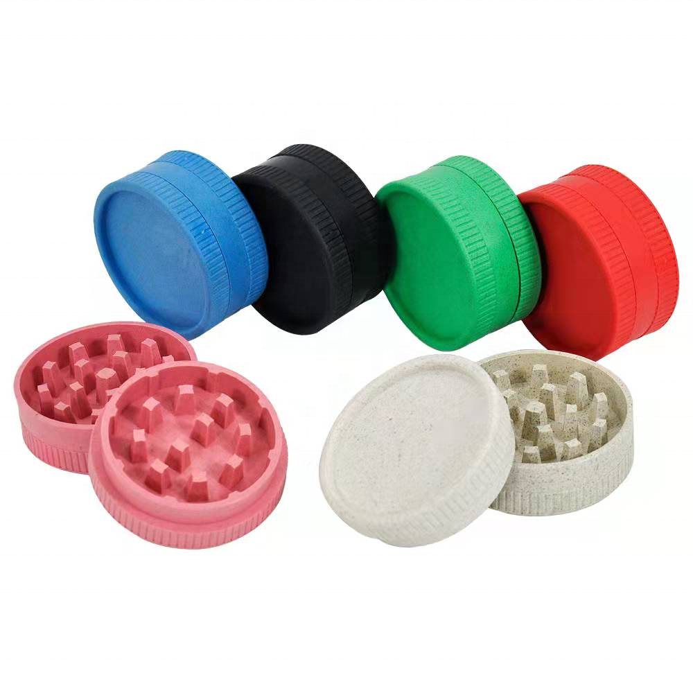 Hot sale custom logo degradable herbal grinder 55mm 2 layers eco-friendly biodegradable plastic herb grinder