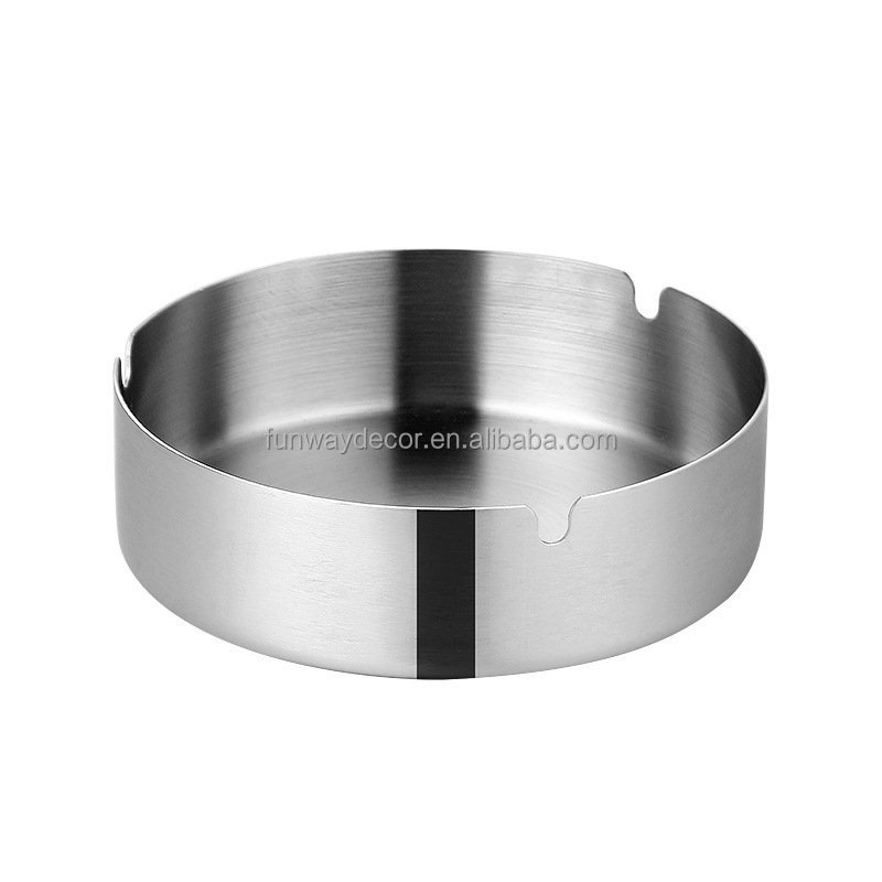 Round Stainless Steel Cigar Ashtray Suitable for Cigarette Ash Holder for Home Silver and Gold Metal Ashtray for Pub Restaurant