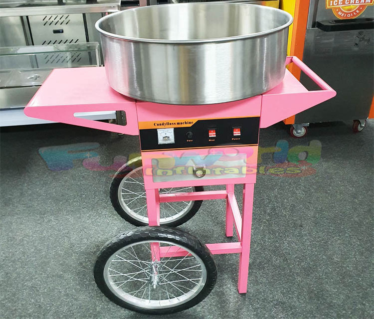 Commercial grade electric candy floss maker cotton candy machine with cart