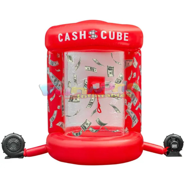 Interesting cash cube booth air blower advertising inflatable money machine game cash cube booth inflatable