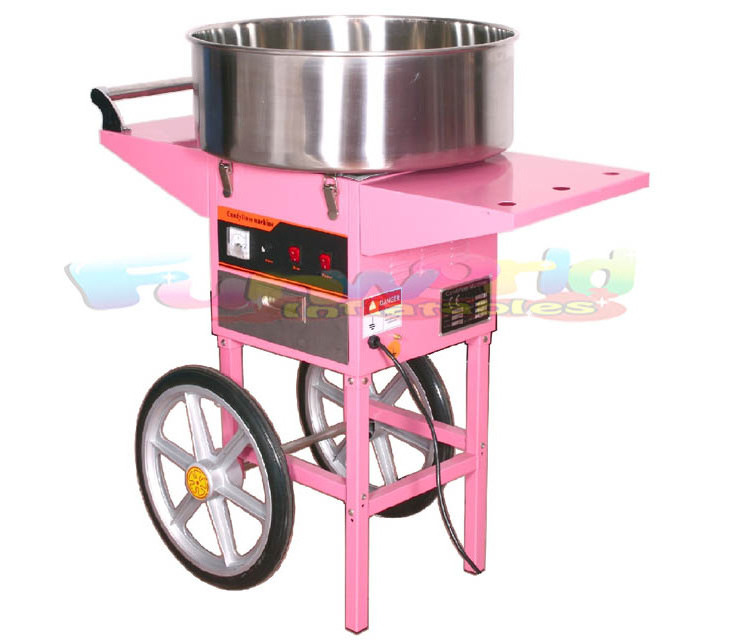 Commercial grade electric candy floss maker cotton candy machine with cart