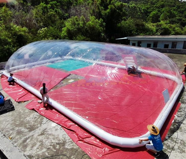 Carpa inflable para cubierta de piscina transparent air dome tent inflatable clear swimming pool cover