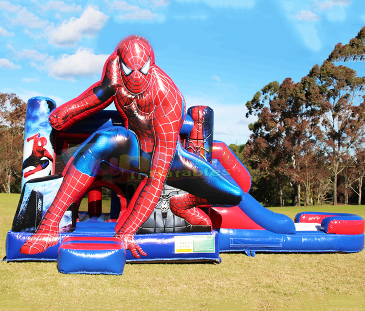 Adult commercial kiddie party juego inflables spiderman combo jumper inflatable bouncy castle water slide bounce house