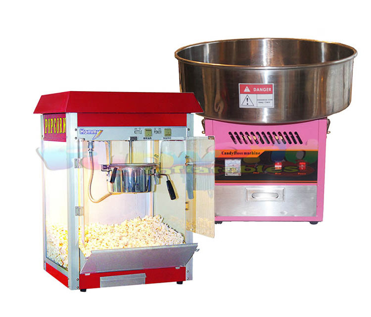 Carnival party supplies sugar floss maker popcorn machine with cotton candy machine for sale