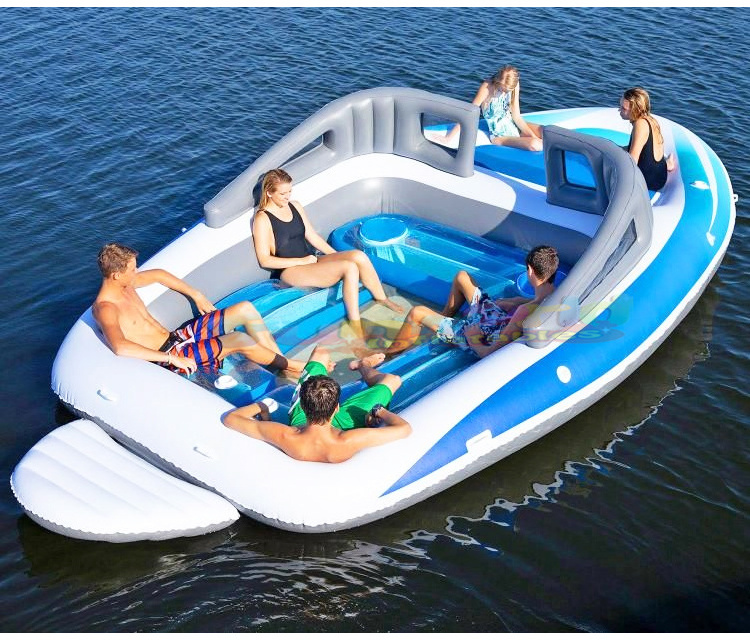 Commercial wholesale lake island toy 6 person jeux de bateau gonflable inflatable water boat