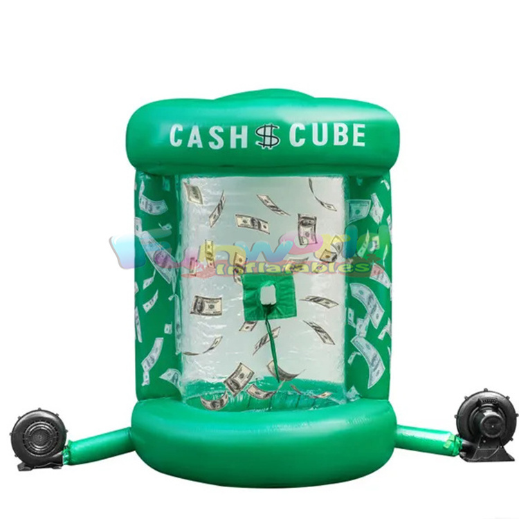 Interesting cash cube booth air blower advertising inflatable money machine game cash cube booth inflatable