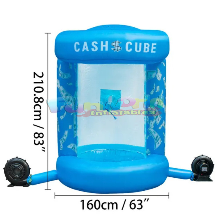 Interesting cash cube booth air blower advertising inflatable money machine game cash cube booth inflatable