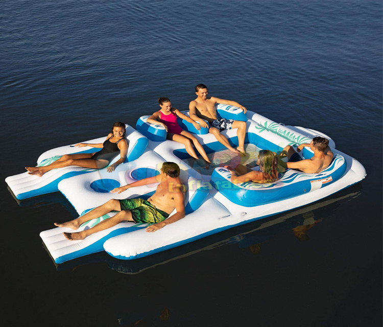 Commercial wholesale lake island toy 6 person jeux de bateau gonflable inflatable water boat