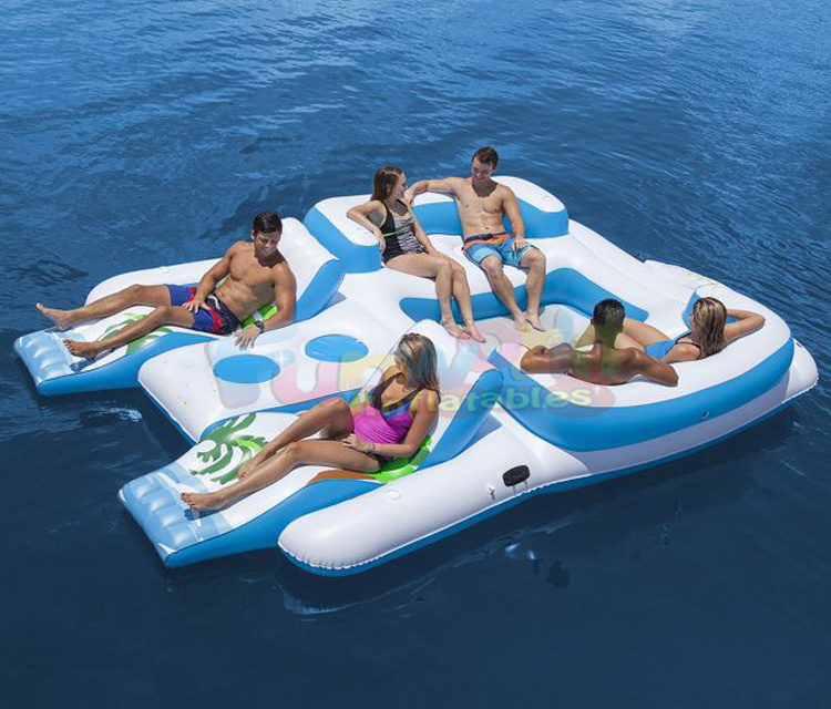 Commercial wholesale lake island toy 6 person jeux de bateau gonflable inflatable water boat