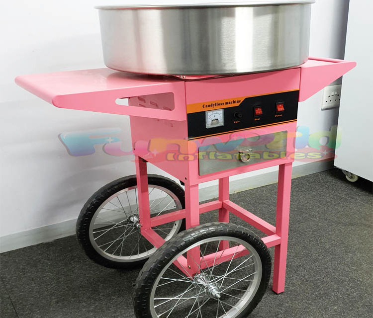 Commercial grade electric candy floss maker cotton candy machine with cart