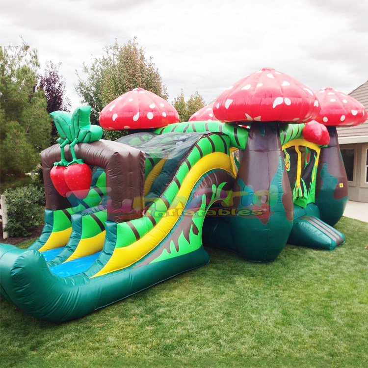 Outdoor kids party moonkwalk castillo hinchable bouncing castles combo jumping inflatable strawberry bounce house with slide