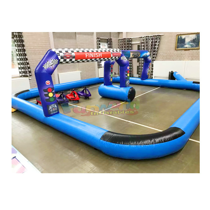 Outdoor carnival party entertainment twisted go karts racing arena inflatable pedal cars race track