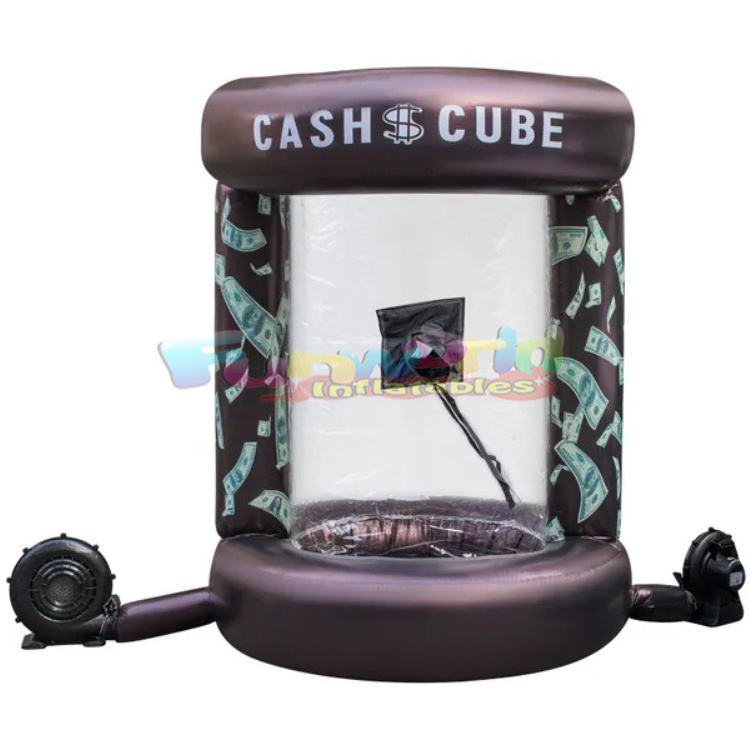 Interesting cash cube booth air blower advertising inflatable money machine game cash cube booth inflatable