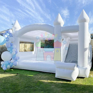 Commercial inflatable adult white bounce house with slide combo jumping castle for sale