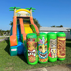 Backyard kids summer bouncing castle jumping house tobogan inflable 20ft tall inflatable tiki island waterslide