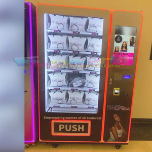 Customized pink touch screen vendor machine distribution automatique false eyelashes wigs nail vending machine