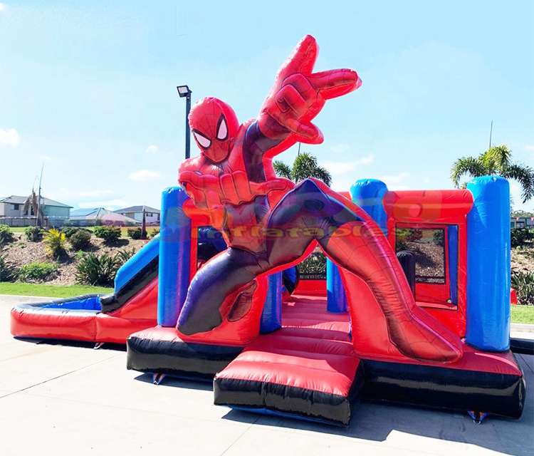 Commercial castillo inflable spider man bounce house party jumpers inflatable bouncer spiderman combo waterslide