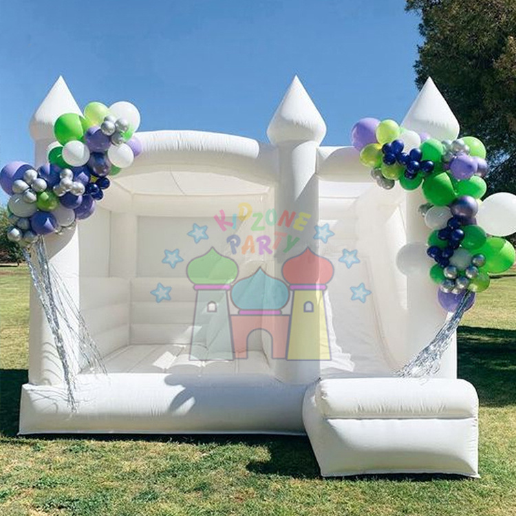 Commercial inflatable adult white bounce house with slide combo jumping castle for sale