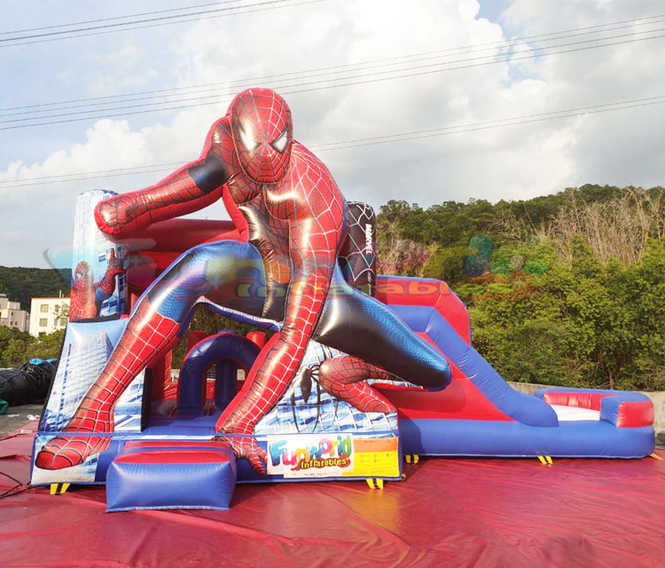 Commercial castillo inflable spider man bounce house party jumpers inflatable bouncer spiderman combo waterslide