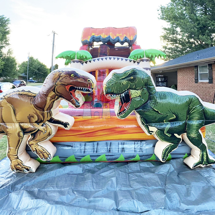 Commercial party tobogan acuatico inflable bounce house kids inflatable T rex drop water slide