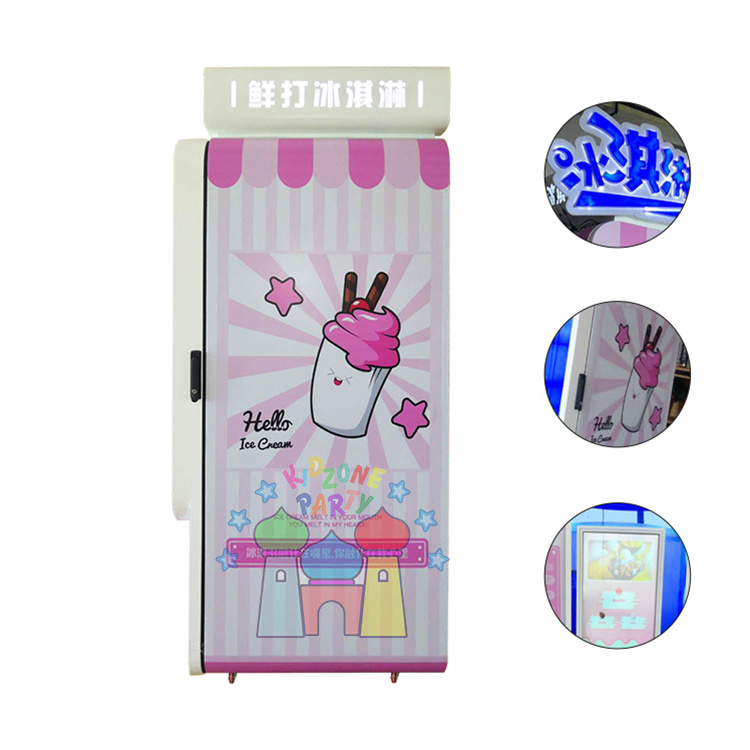 Commercial grade outdoor soft serve hard liquid nitrogen soft icecream roll vending ice cream machine