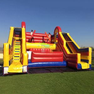 Outdoor giant blow up sport arena jousting beam platform dodge eliminator gladiator joust inflatable battle zone