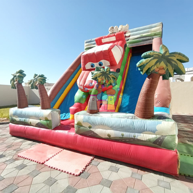 Commercial outdoor giant jumping castle play house jump toboggan gonflable monster truck inflatable dry slide