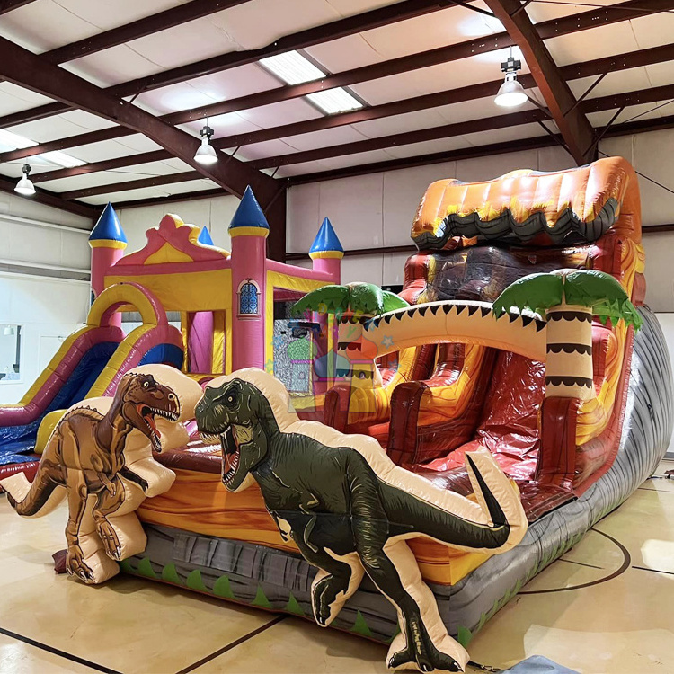 Commercial party tobogan acuatico inflable bounce house kids inflatable T rex drop water slide