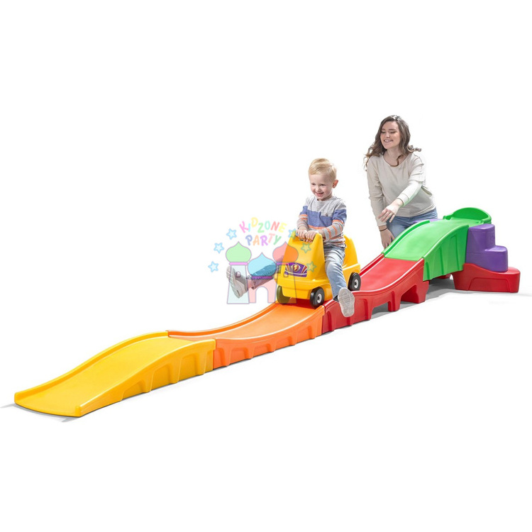 Toddler ride on toy extended roller coaster with side steps sliding car with handles for children's party