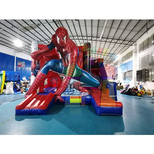 Commercial grade castillos hinchables kids bouncer bouncy castle with slide inflatable spiderman bounce house