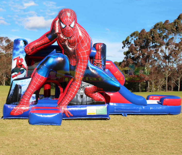 Commercial castillo inflable spider man bounce house party jumpers inflatable bouncer spiderman combo waterslide