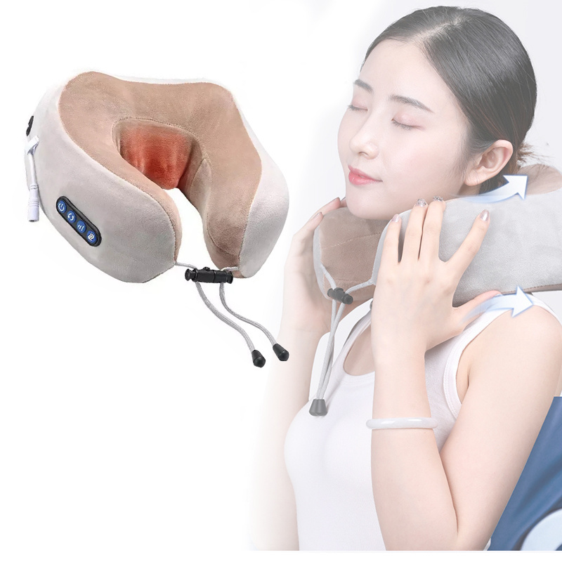 Best Selling Products 2024 Travel Car Home Electric Vibrating Heating U Shape Neck Massager Pillow Neck Massage Pillow