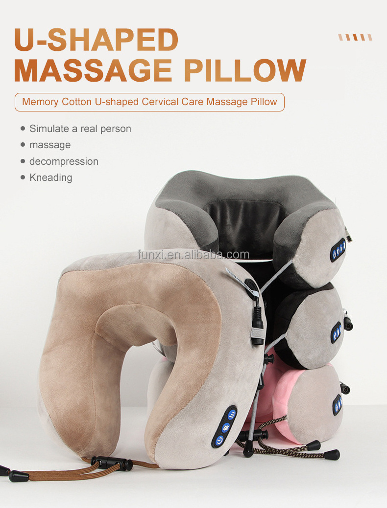 Best Selling Products 2024 Travel Car Home Electric Vibrating Heating U Shape Neck Massager Pillow Neck Massage Pillow