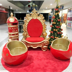 Vintage Christmas Decorations 2024 Fiberglass Christmas Throne King Santa Chair Commercial Display Props