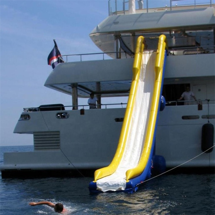 Entertainment Yacht Water Floating Slide PVC Inflatables Pontoon Boat Slide inflatable platform