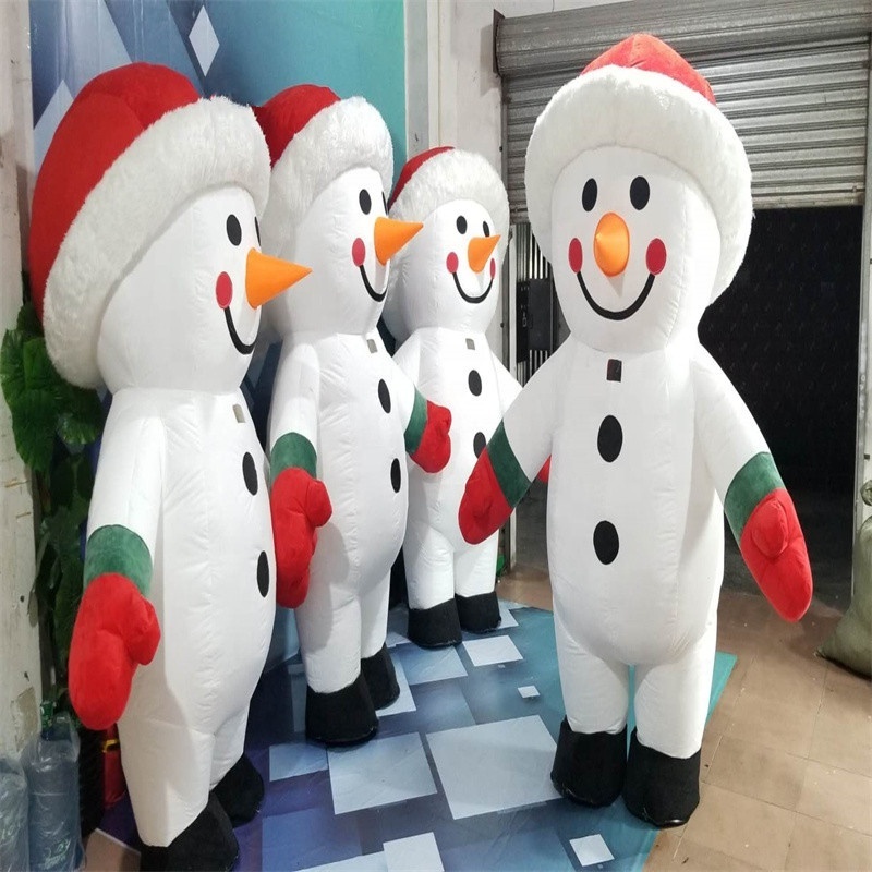 Custom XMAS adult cheap wearable walking plush inflatable  snowman cartoon mascot costume Christmas snowmans Costumes