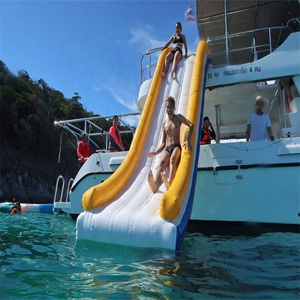 Entertainment Yacht Water Floating Slide PVC Inflatables Pontoon Boat Slide inflatable platform