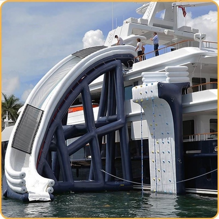 Entertainment Yacht Water Floating Slide PVC Inflatables Pontoon Boat Slide inflatable platform