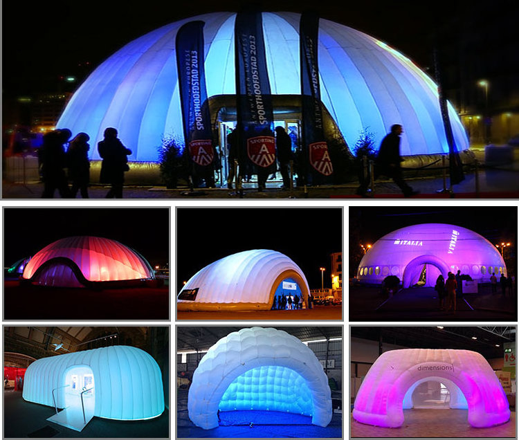 Outdoor trade show advertising oxford fabric cube tent dome tents led lighting mobile night club event party inflatable tent