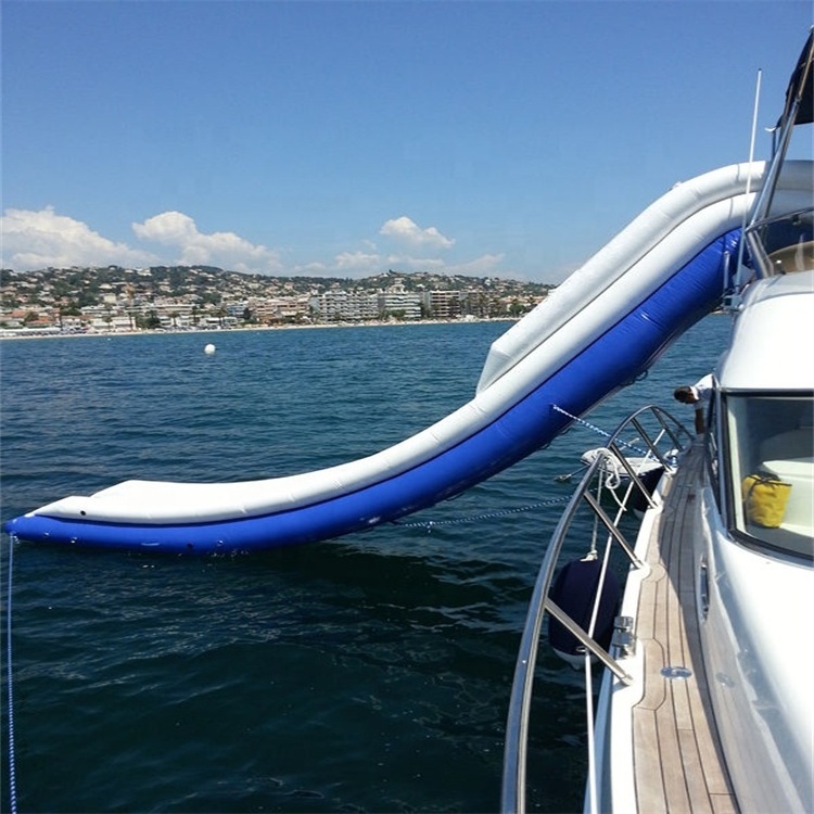 Entertainment Yacht Water Floating Slide PVC Inflatables Pontoon Boat Slide inflatable platform