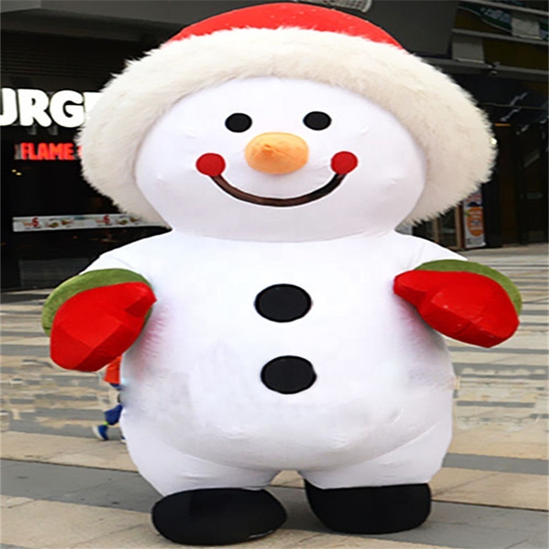 Custom XMAS adult cheap wearable walking plush inflatable  snowman cartoon mascot costume Christmas snowmans Costumes