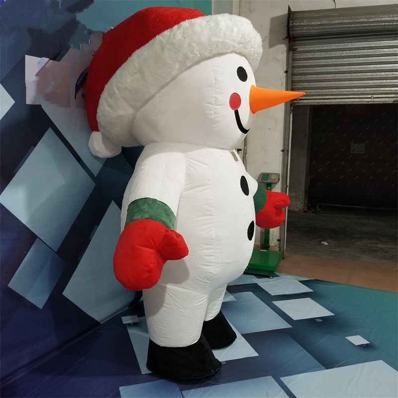 Custom XMAS adult cheap wearable walking plush inflatable  snowman cartoon mascot costume Christmas snowmans Costumes