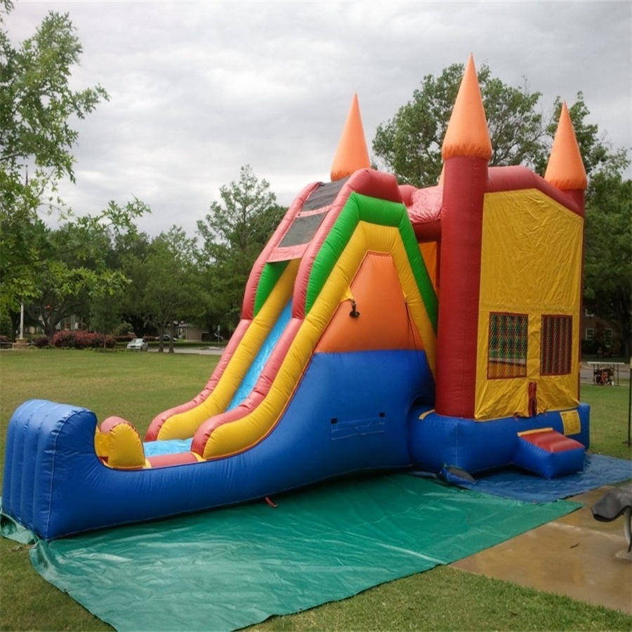 Commercial Outdoor Torch and Flame Theme Inflatable Jumping Bounce House Kid Castle Bed with Slide inflatable theme park